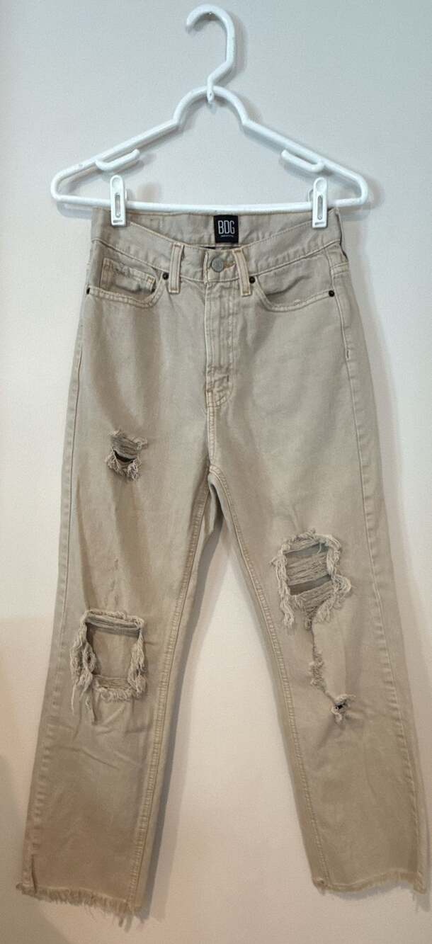 BDG Cowboy Jeans Size 27 Sand Ripped Denim